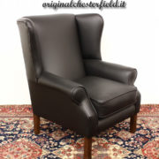 Poltrona originale Chesterfield bergere in pelle nera (119)