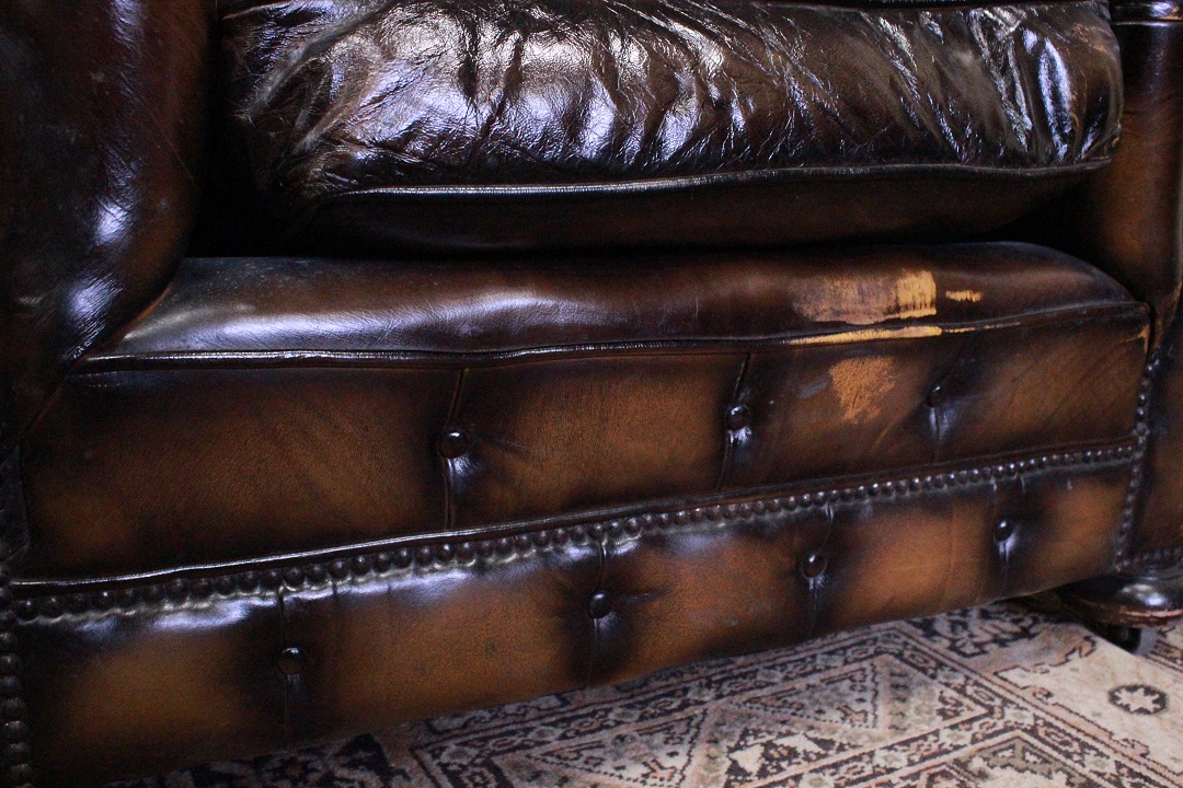 Poltrona originale inglese Chesterfield club in pelle marrone (808)