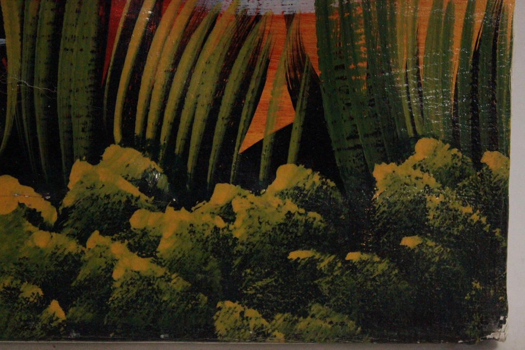 Quadro olio su tela, paesaggio africano, con firma (938)